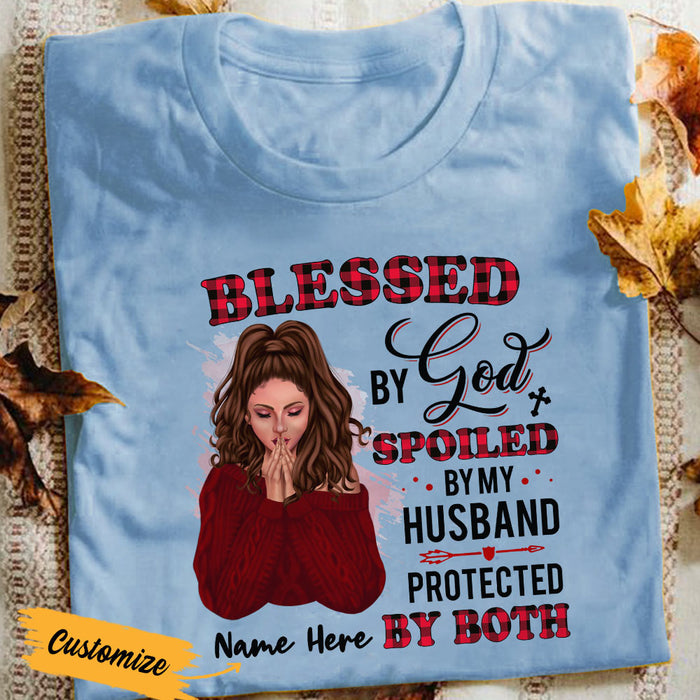 Personalized Protected By God And Husband T Shirt SB272 30O36 1