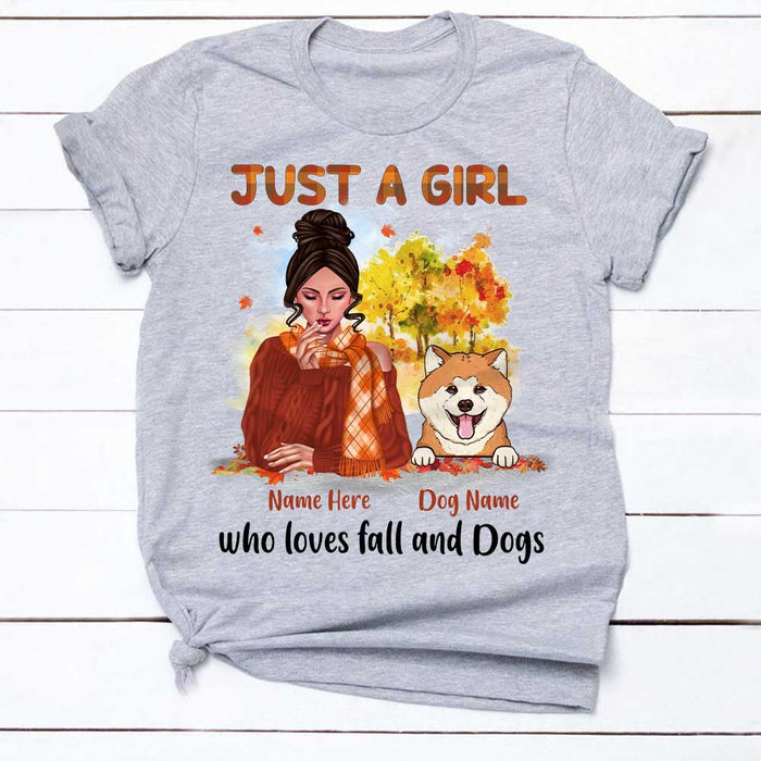 Personalized Love Fall And Dog Girl Fall Halloween T Shirt SB273 22O34 1
