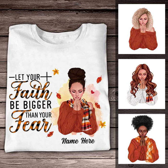 Personalized Faith Over Fear Fall Girl T Shirt SB272 22O57 1