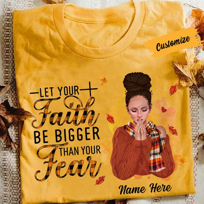 Personalized Faith Over Fear Fall Girl T Shirt SB272 22O57 1