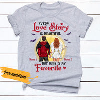 Personalized Couple Fall Halloween T Shirt SB284 26O36 thumb 1