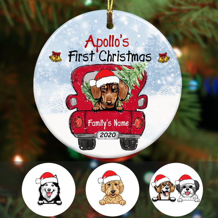 Personalized Dog First Christmas Red Truck  Ornament OB221 81O34 1