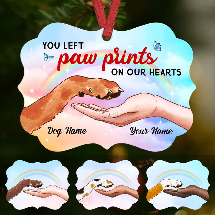 Personalized Memo Dog You Left Paw Prints Christmas Benelux Ornament OB21 85O53 1
