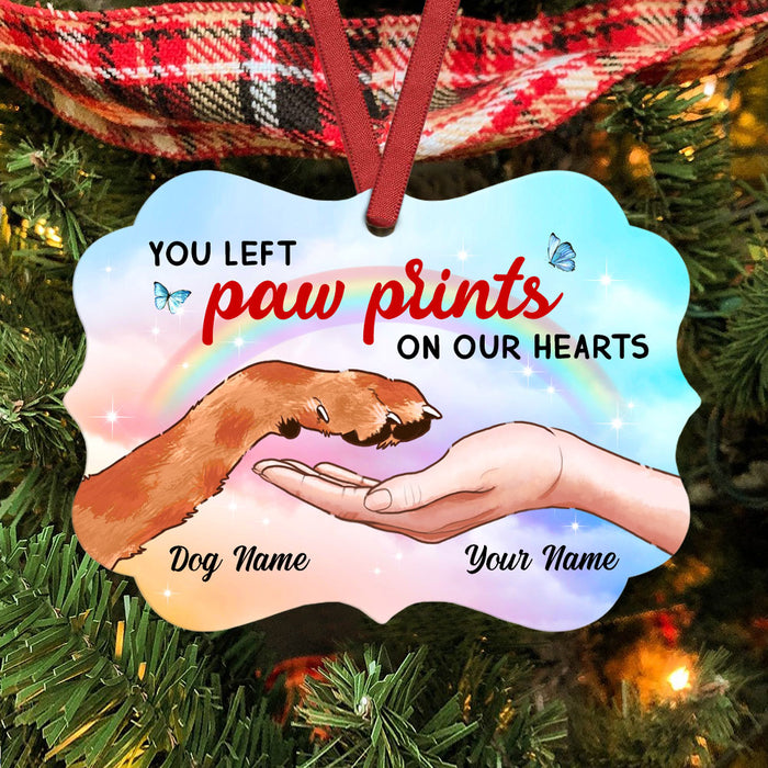 Personalized Memo Dog You Left Paw Prints Christmas Benelux Ornament OB21 85O53 1
