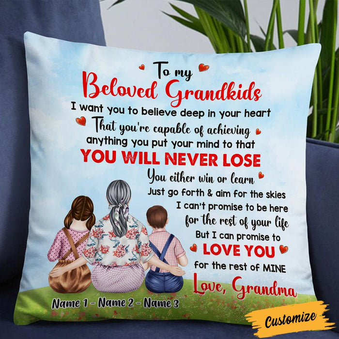 Personalized Grandma Loves Grandkids Pillow OB21 23O36 (Insert Included) 1