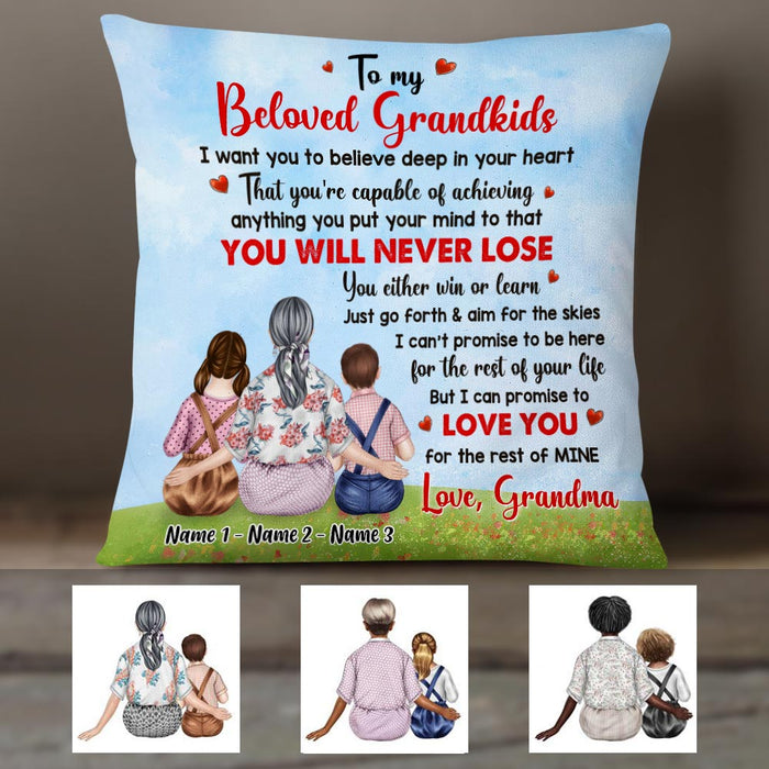 Personalized Grandma Loves Grandkids Pillow OB21 23O36 (Insert Included) 1
