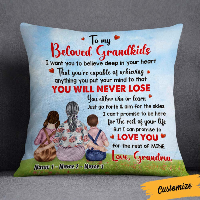 Personalized Grandma Loves Grandkids Pillow OB21 23O36 (Insert Included) 1