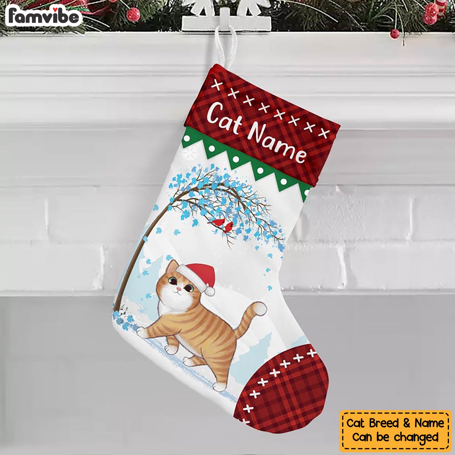 Personalized Cat Christmas Stocking OB91 85O57