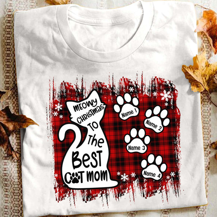 Personalized Meowy Christmas Cat Mom T Shirt OB92 85O53 1