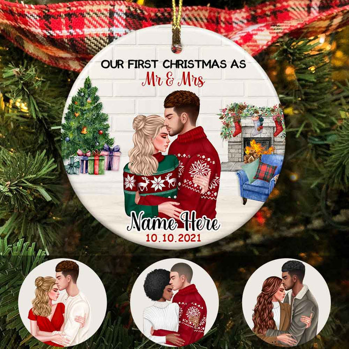 Personalized Couple Christmas Circle Ornament OB93 30O58 1