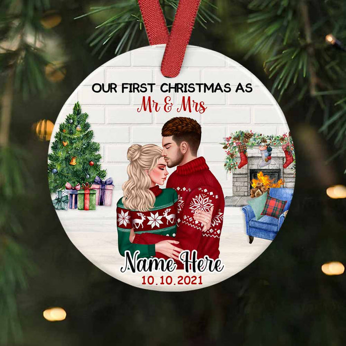 Personalized Couple Christmas Circle Ornament OB93 30O58 1