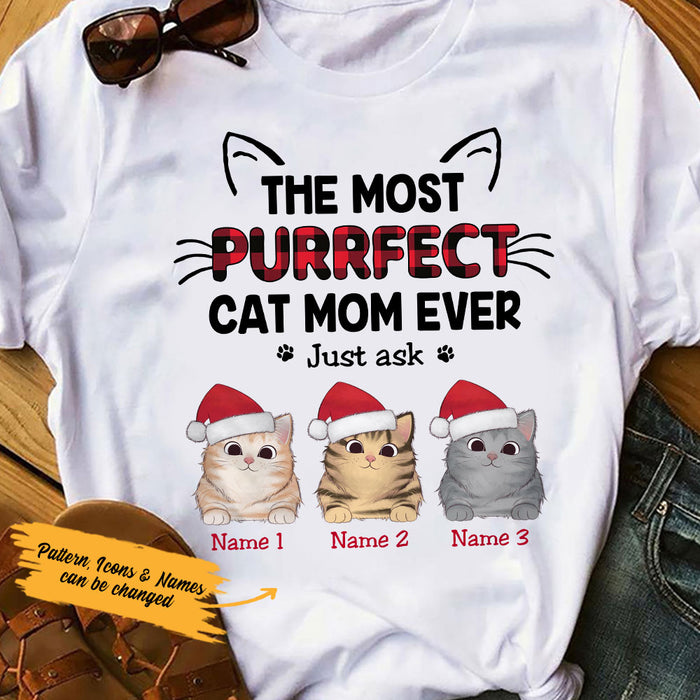 Personalized Christmas Cat Mom T Shirt OB93 26O36 1