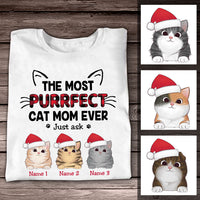 Personalized Christmas Cat Mom T Shirt OB93 26O36 thumb 1
