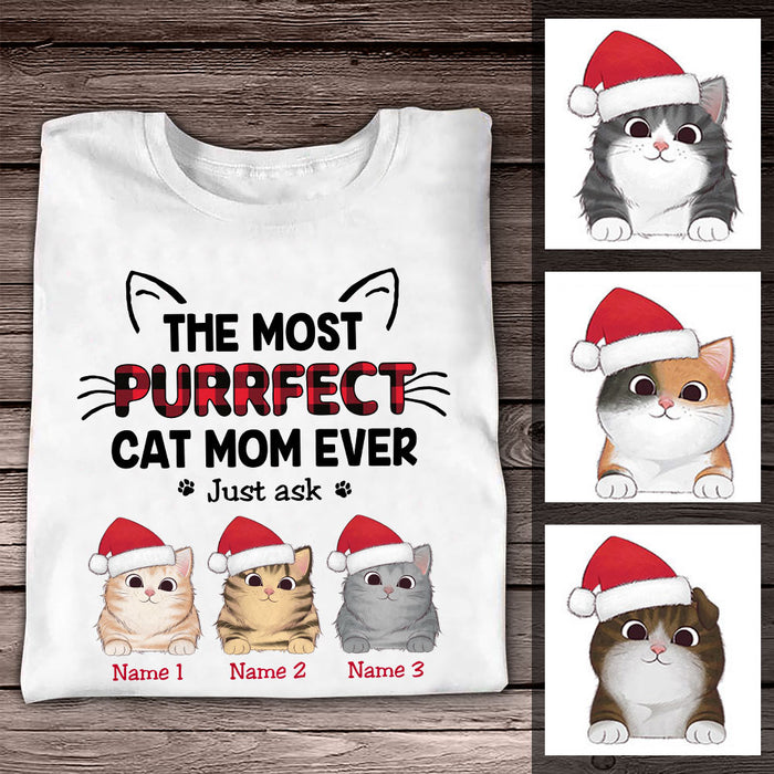 Personalized Christmas Cat Mom T Shirt OB93 26O36 1