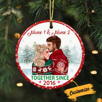 Personalized Couple Christmas Together Since Circle Ornament OB91 87O34 thumb 1