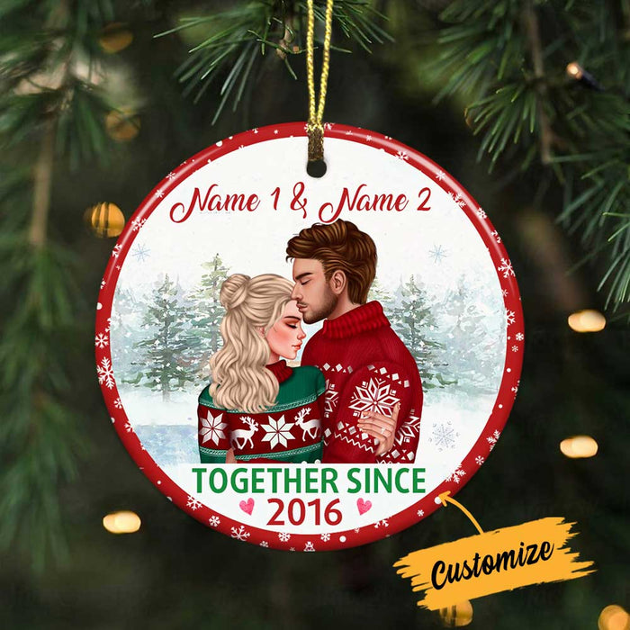 Personalized Couple Christmas Together Since Circle Ornament OB91 87O34 1