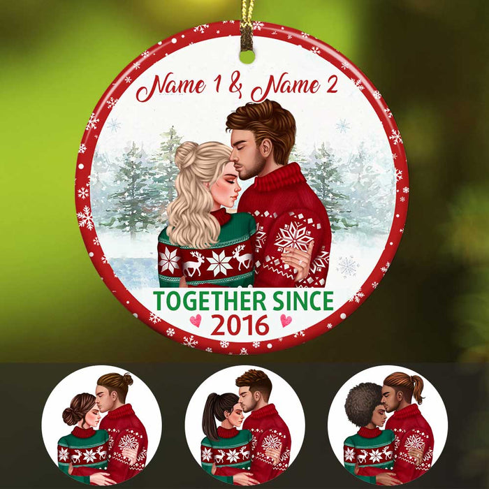 Personalized Couple Christmas Together Since Circle Ornament OB91 87O34 1