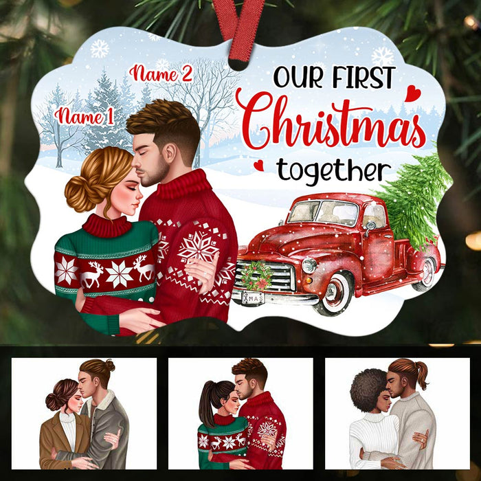 Peronalized  Couple Red Truck Christmas Benelux Ornament OB111 85O36 1