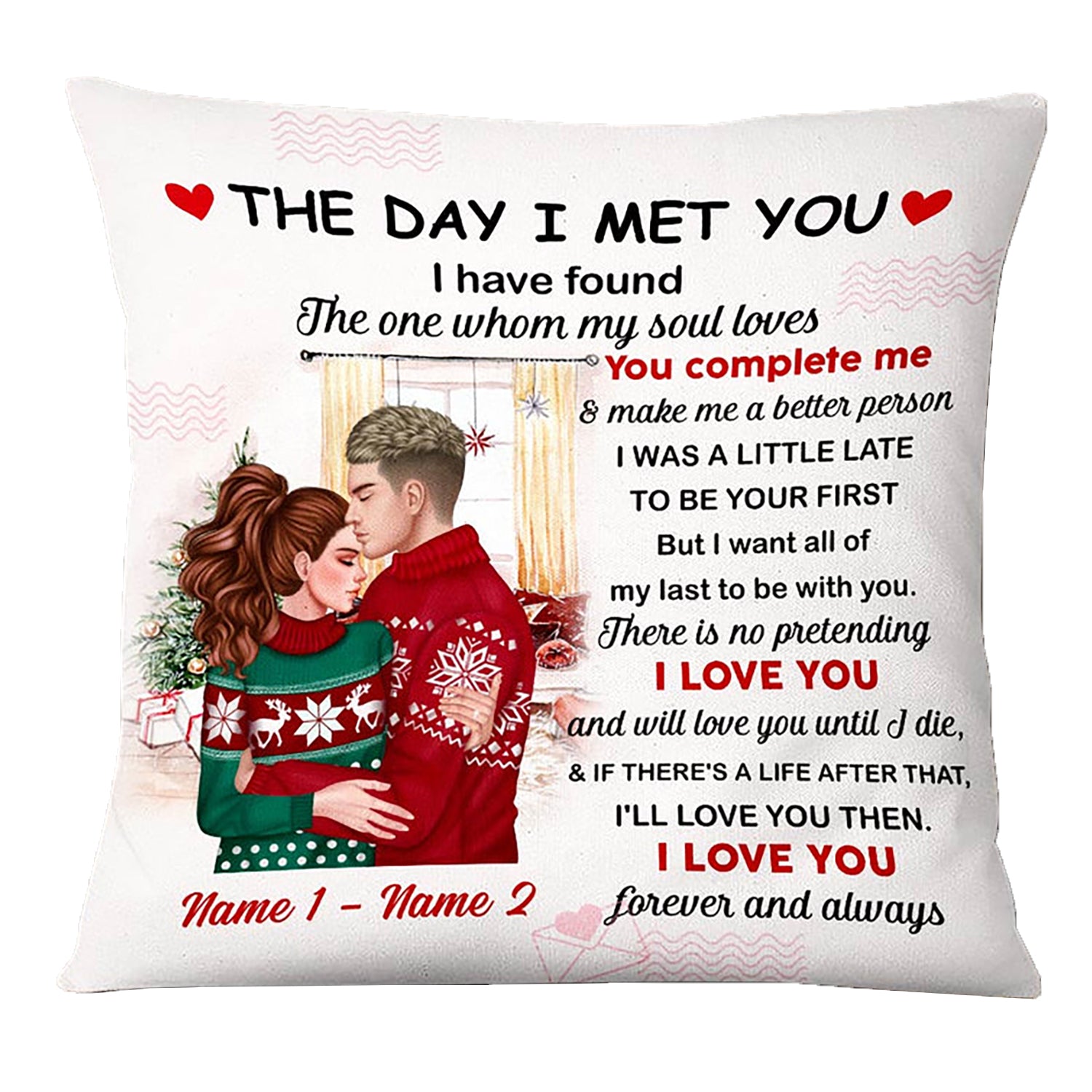 Personalized Christmas Couple Pillow OB112 26O47 (Insert Included)