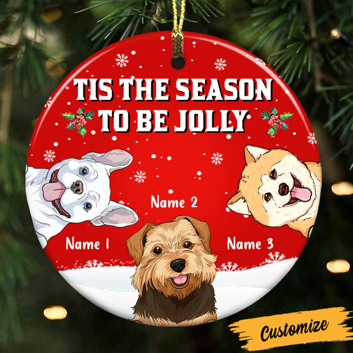 Personalized Tis The Season Christmas Dog Circle Ornament OB112 23O47 1