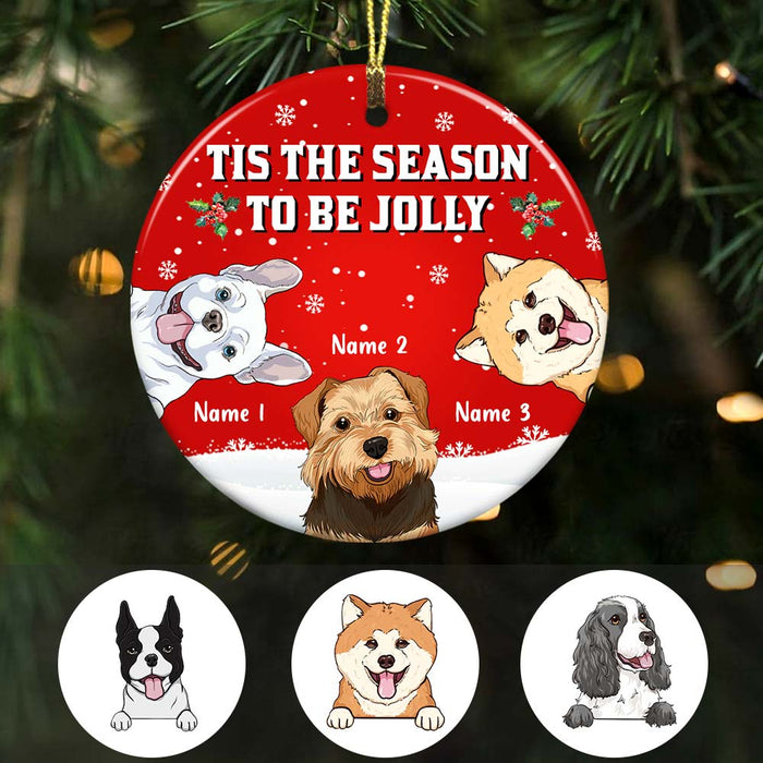 Personalized Tis The Season Christmas Dog Circle Ornament OB112 23O47 1