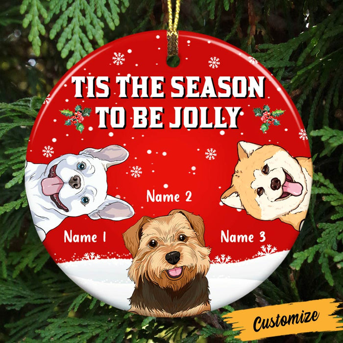 Personalized Tis The Season Christmas Dog Circle Ornament OB112 23O47 1