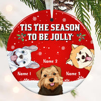 Personalized Tis The Season Christmas Dog Circle Ornament OB112 23O47 thumb 1