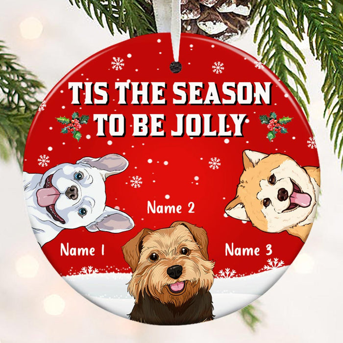 Personalized Tis The Season Christmas Dog Circle Ornament OB112 23O47 1