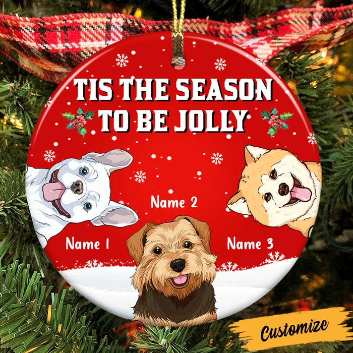 Personalized Tis The Season Christmas Dog Circle Ornament OB112 23O47 1