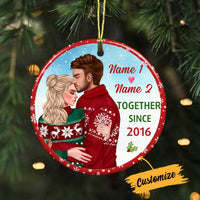Personalized Couple Christmas Together Since Circle Ornament OB113 87O34 thumb 1