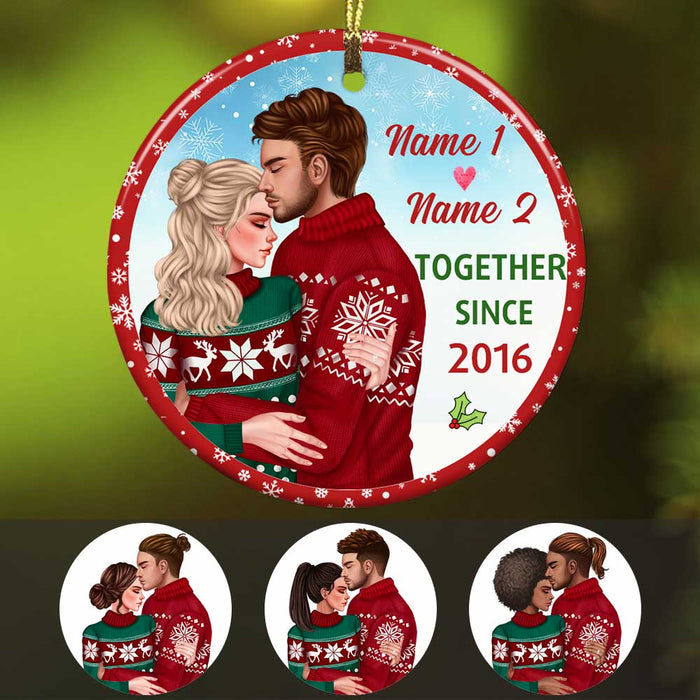Personalized Couple Christmas Together Since Circle Ornament OB113 87O34 1