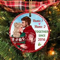 Personalized Couple Christmas Together Since Circle Ornament OB113 87O34 thumb 1
