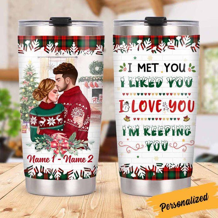 Personalized Christmas Couple Steel Tumbler OB122 26O57 1