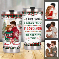 Personalized Christmas Couple Steel Tumbler OB122 26O57 thumb 1