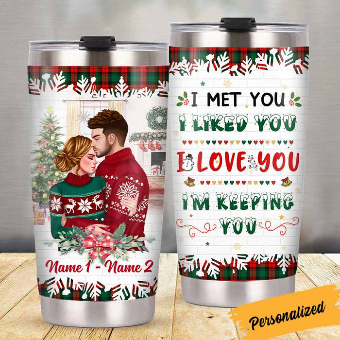 Personalized Christmas Couple Steel Tumbler OB122 26O57 1