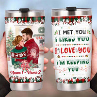 Personalized Christmas Couple Steel Tumbler OB122 26O57 thumb 1