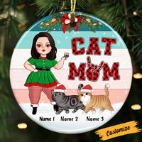 Personalized Cat Mom Christmas Circle Ornament OB132 95O47 thumb 1