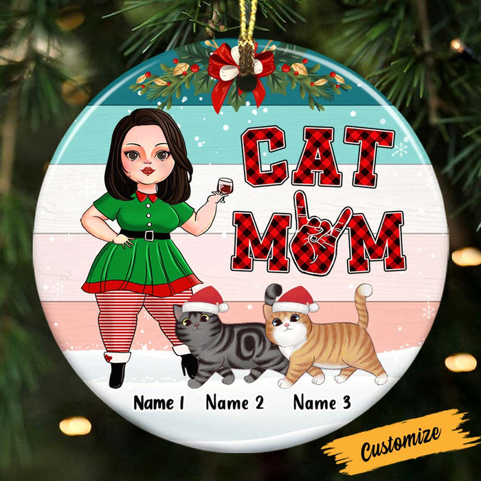 Personalized Cat Mom Christmas Circle Ornament OB132 95O47 1