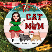 Personalized Cat Mom Christmas Circle Ornament OB132 95O47 thumb 1