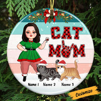 Personalized Cat Mom Christmas Circle Ornament OB132 95O47 thumb 1