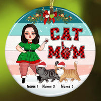 Personalized Cat Mom Christmas Circle Ornament OB132 95O47 thumb 1