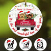 Personalized Dog Red Truck Christmas Circle Ornament OB122 87O34 1