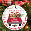Personalized Dog Red Truck Christmas Circle Ornament OB122 87O34 1