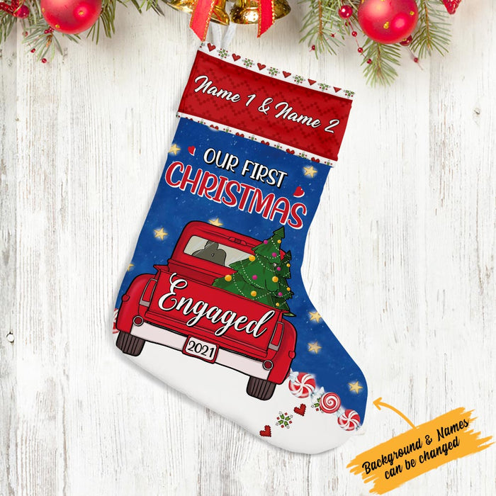 Personalized Couple Red Truck Christmas Stocking OB141 95O36 1