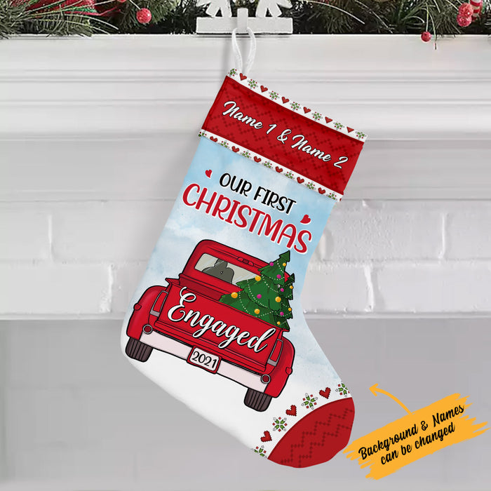 Personalized Couple Red Truck Christmas Stocking OB141 95O36 1