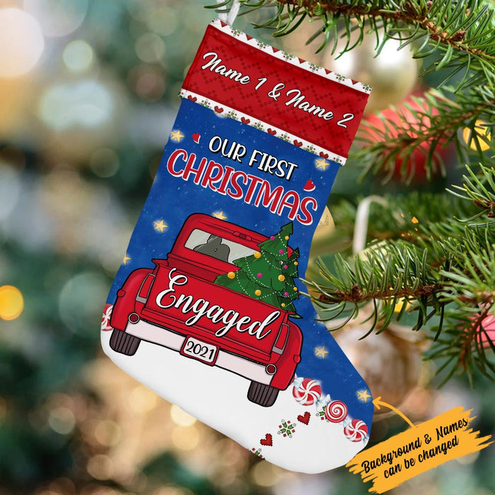 Personalized Couple Red Truck Christmas Stocking OB141 95O36 1