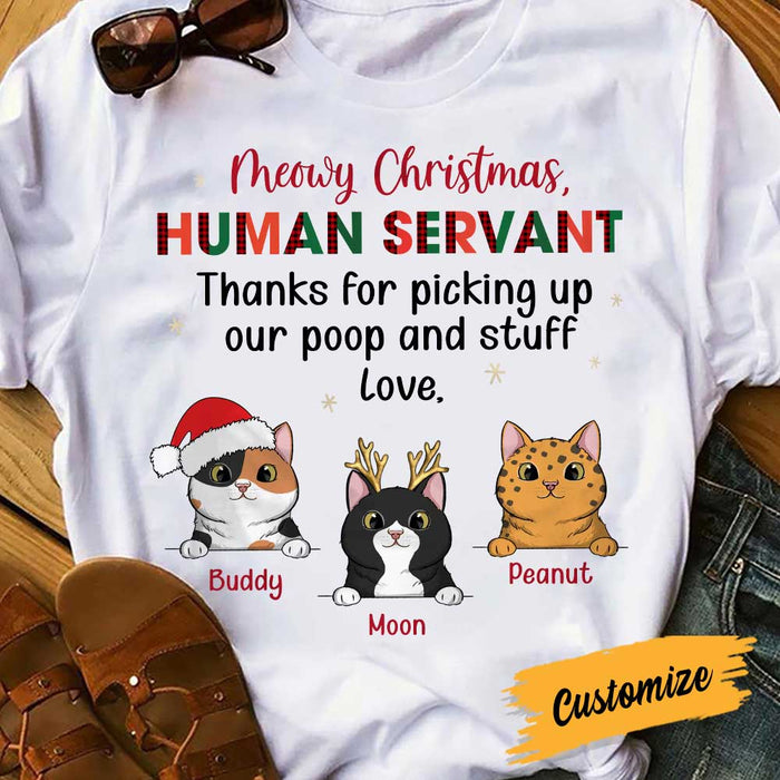 Personalized Cat Meowy Christmas Human Servant T Shirt OB141 85O34 1