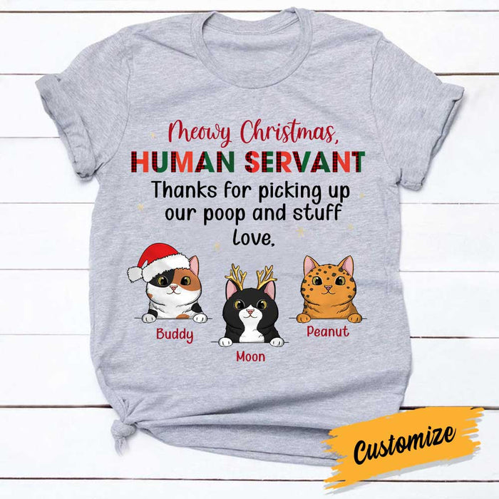 Personalized Cat Meowy Christmas Human Servant T Shirt OB141 85O34 1