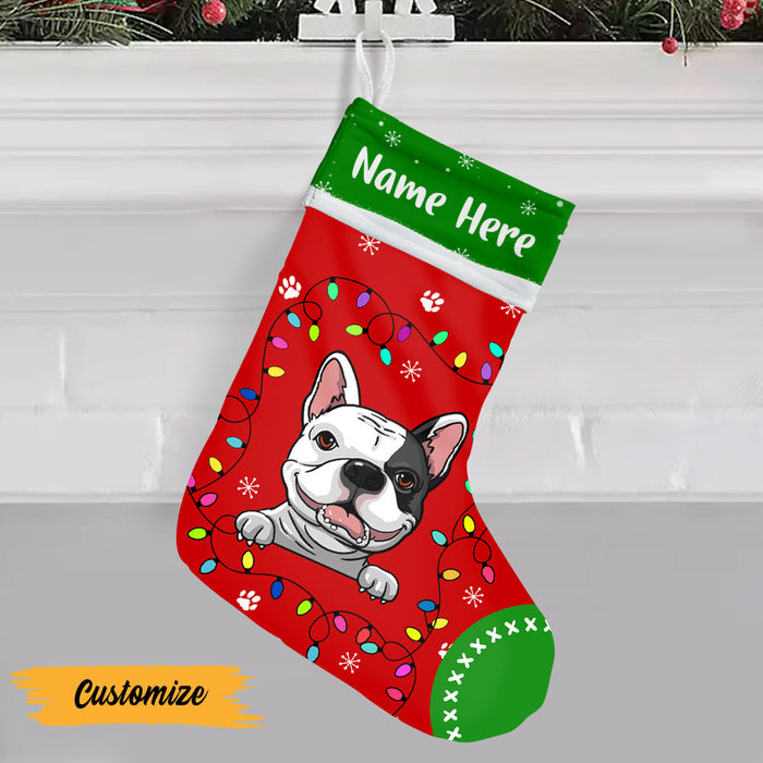 Personalized Dog Christmas Light Stocking OB146 81O47 1