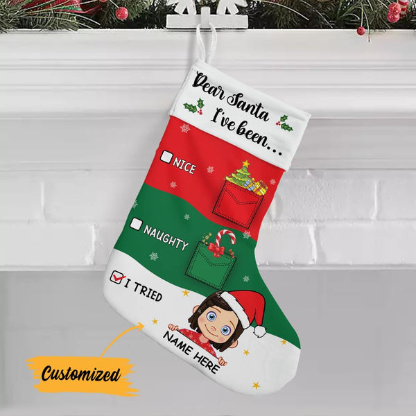 Dear Santa She Did It Funny Christmas Quote Small Christmas Stocking